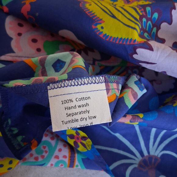 Sara Campbell NWT Women's Size XL Blue Liberty Garden Print Peasant Top - Picture 10 of 13